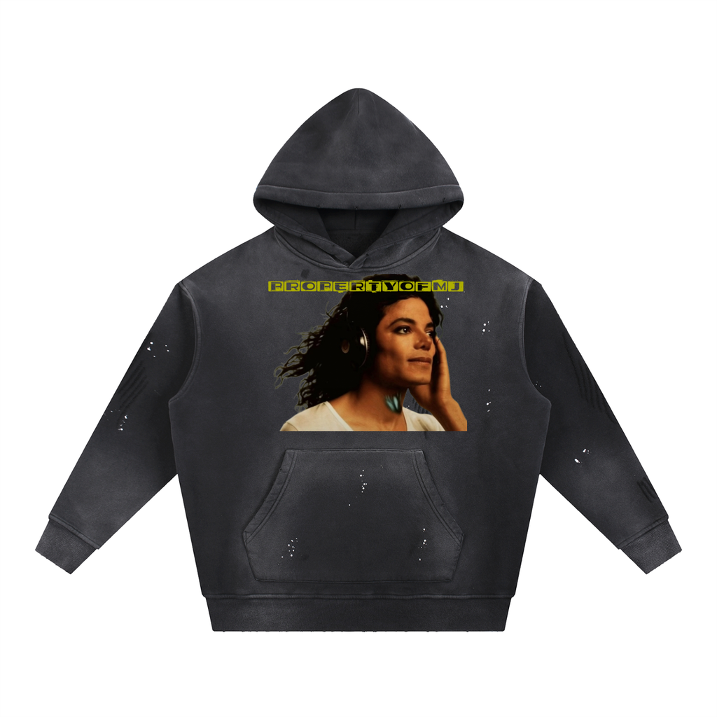 Vintage Washed Frayed Fleece Hoodie