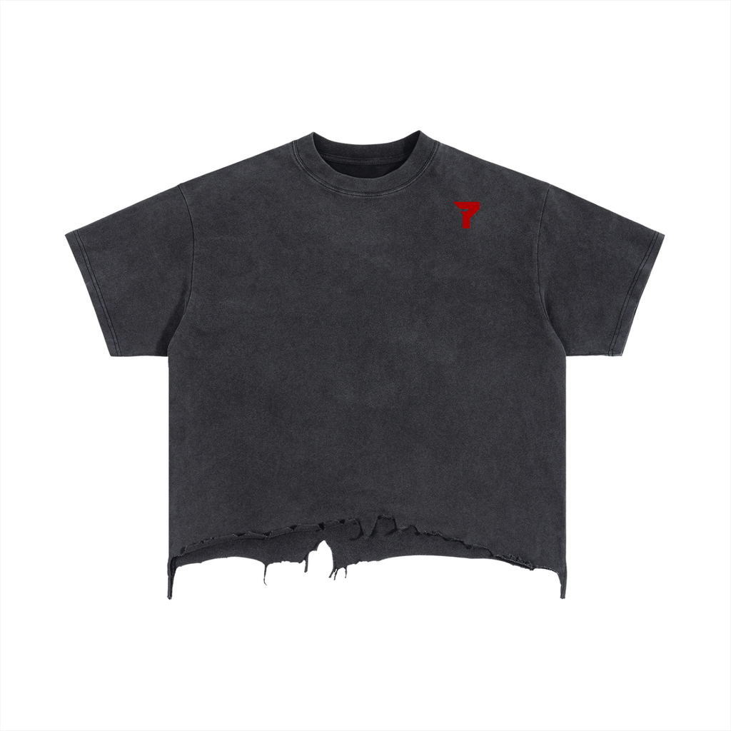 Vintage Wash Boxy Distressed Hem T-Shirt
