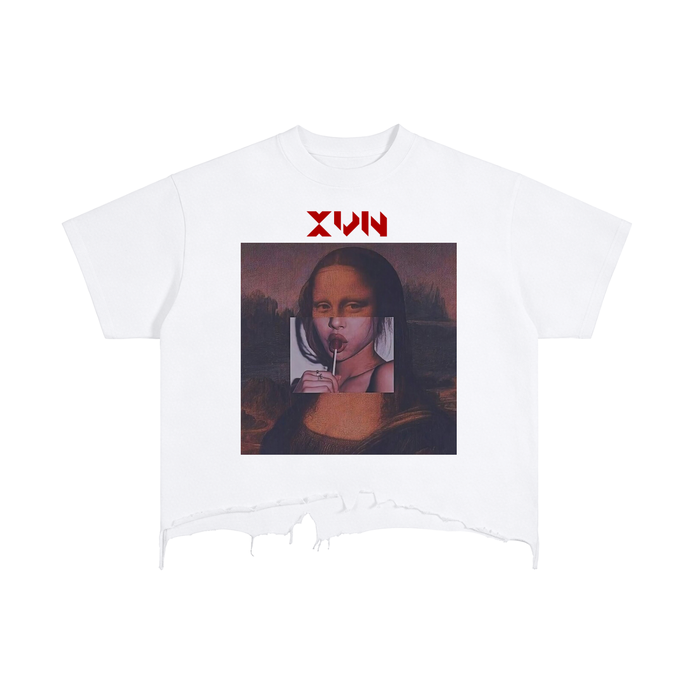 Xvn Vintage Wash Boxy Distressed Hem T-Shirt