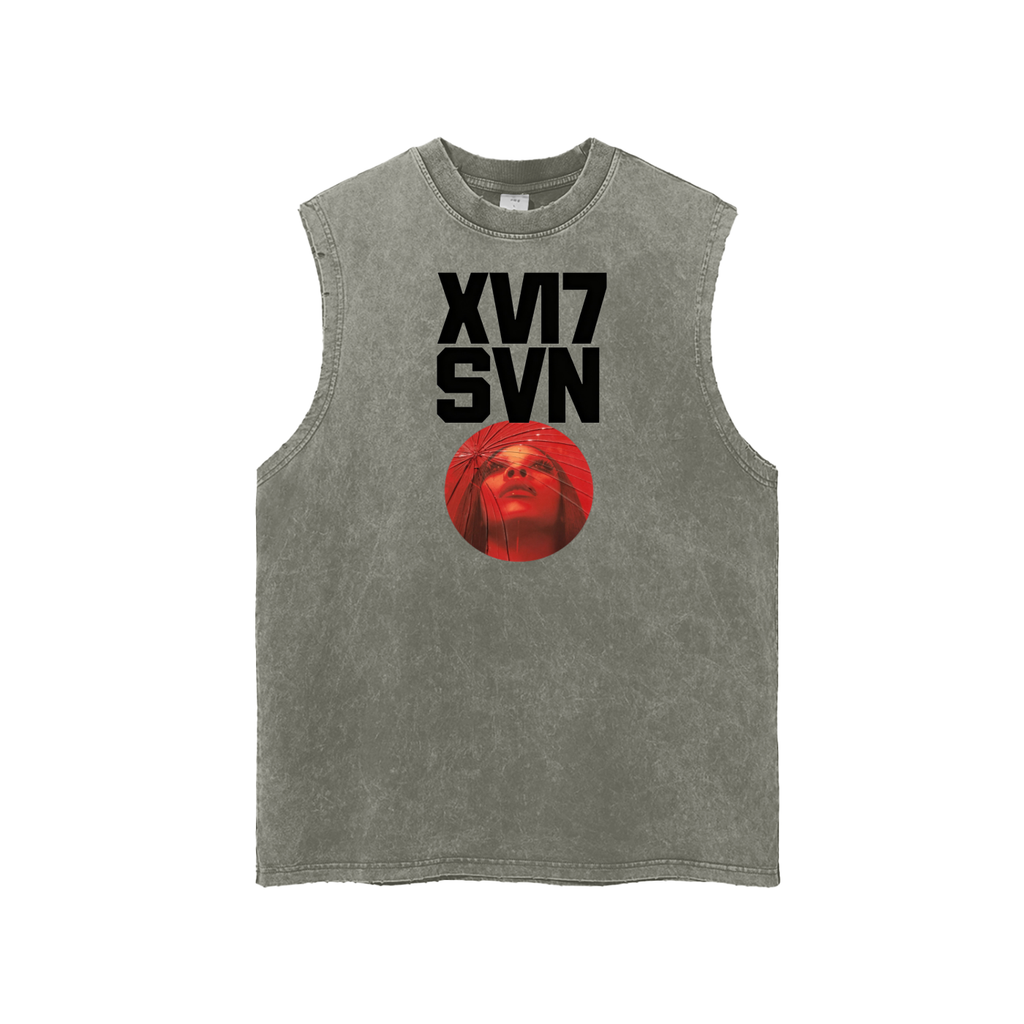 Snow Washed Frayed Hem Tank Top