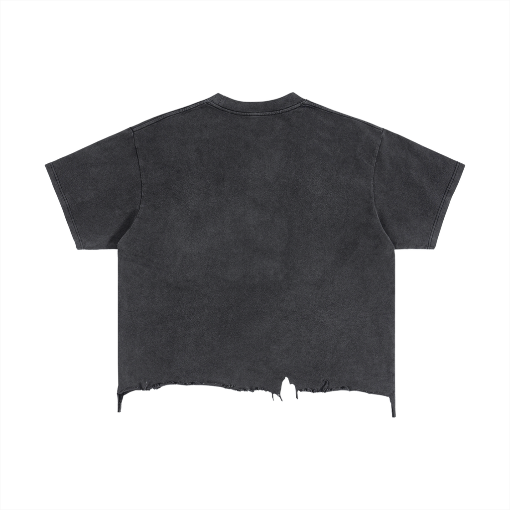 Xvn Vintage Wash Boxy Distressed Hem T-Shirt