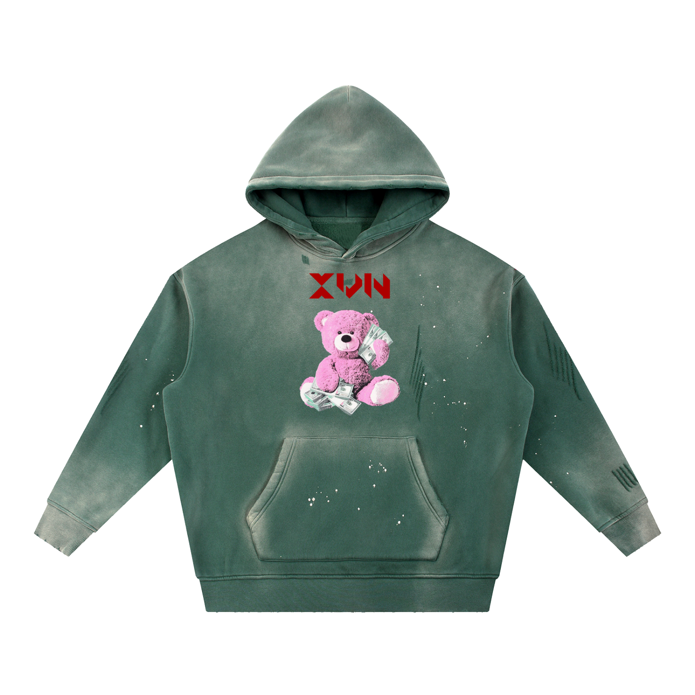 Vintage Washed Frayed Fleece Hoodie