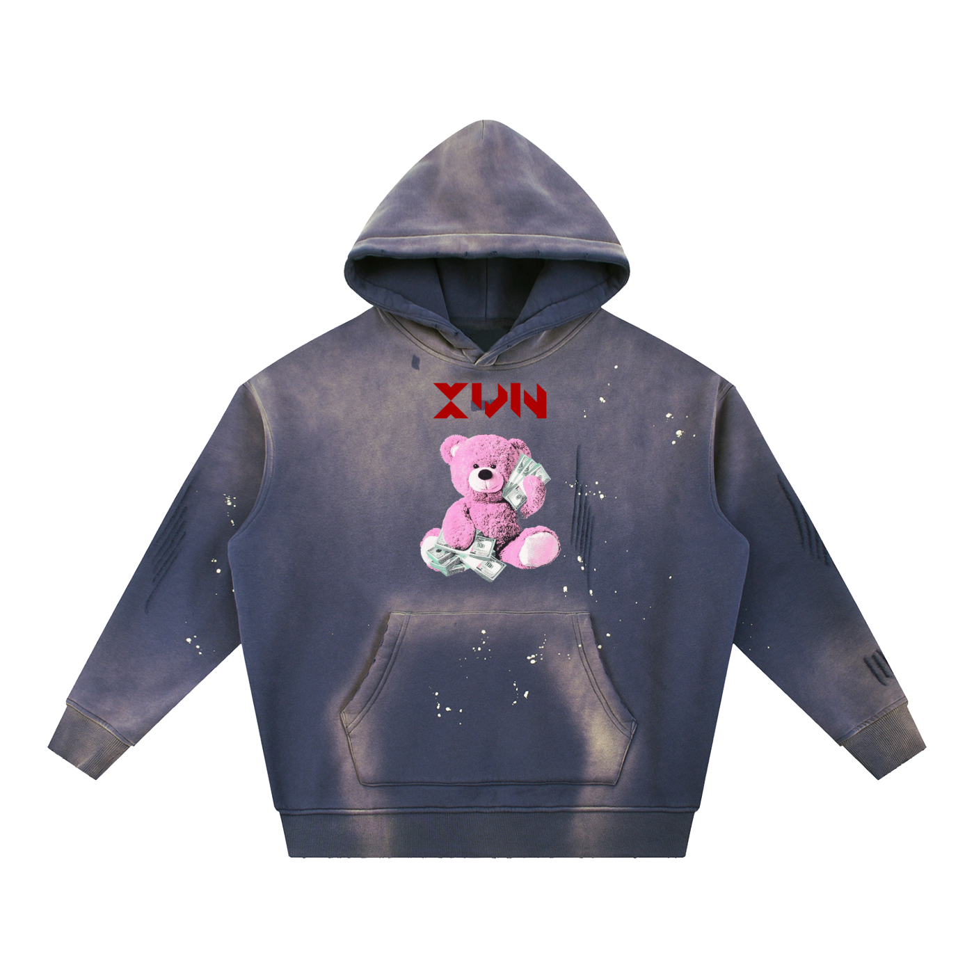 Vintage Washed Frayed Fleece Hoodie